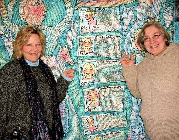 Quatty and Pi with Moon quilt. ©Susan Shie 2007.